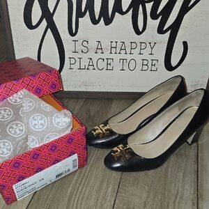 Tory Burch Black and Gold Heels